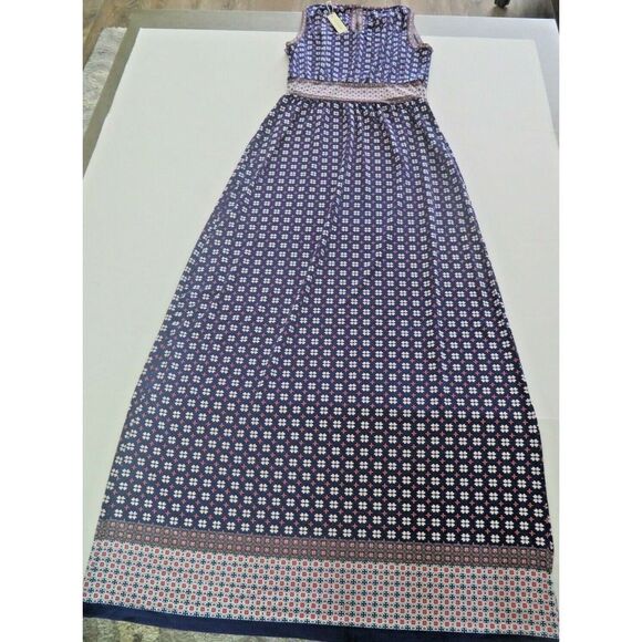 Max Studio 6903W69 Maxi Dress Size XSmall Sleeveless Navy Print NWT $98 - Picture 5 of 10